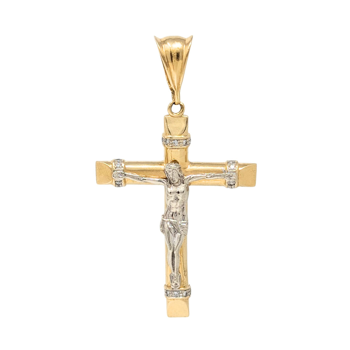 13K Two-Tone Gold 70mm Crucifix Pendant