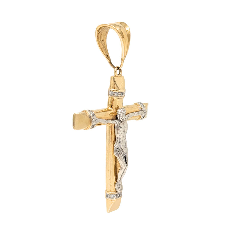 13K Two-Tone Gold 70mm Crucifix Pendant