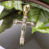 13K Two-Tone Gold 70mm Crucifix Pendant