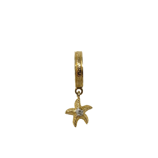 14K Gold Diamond Starfish Slide Pendant Charm