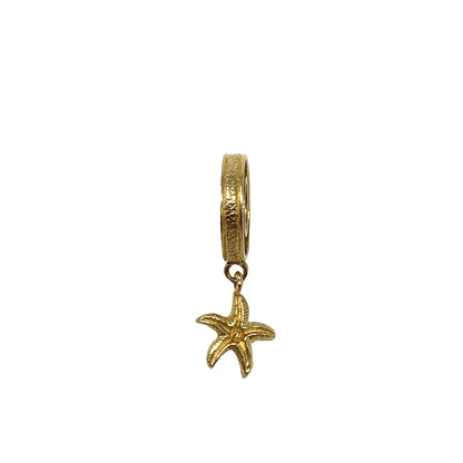 14K Gold Diamond Starfish Slide Pendant Charm