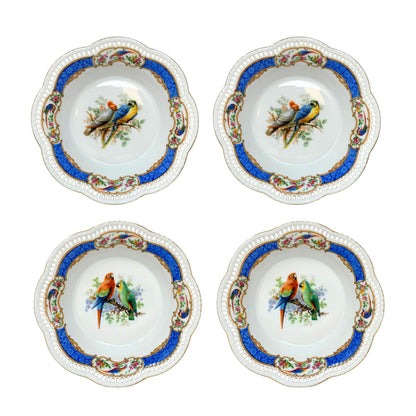 Schumann Bavarian Reticulated Porcelain Parrot Bowls (4)