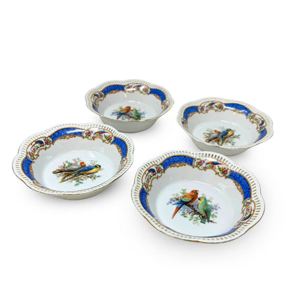 Schumann Bavarian Reticulated Porcelain Parrot Bowls (4)