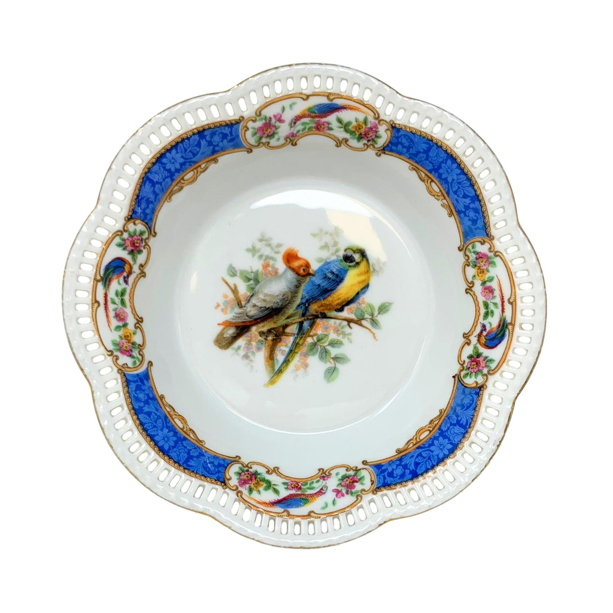 Schumann Bavarian Reticulated Porcelain Parrot Bowls (4)