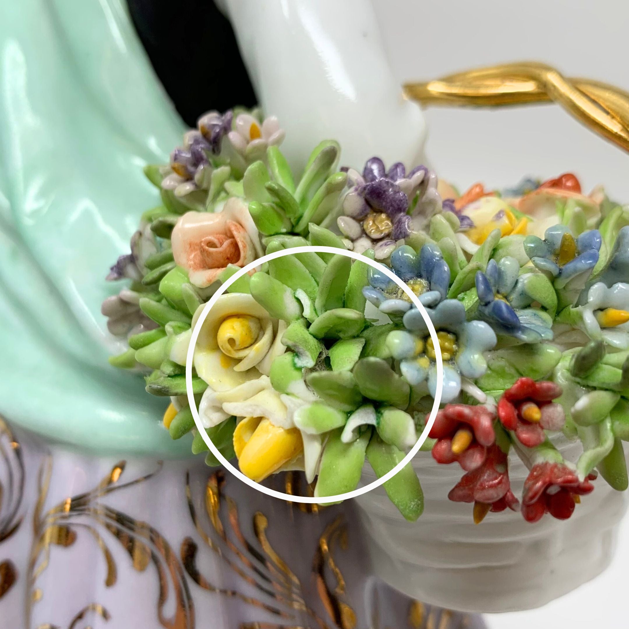 Luigi Fabris Italy Porcelain Lady with Flower Baskets