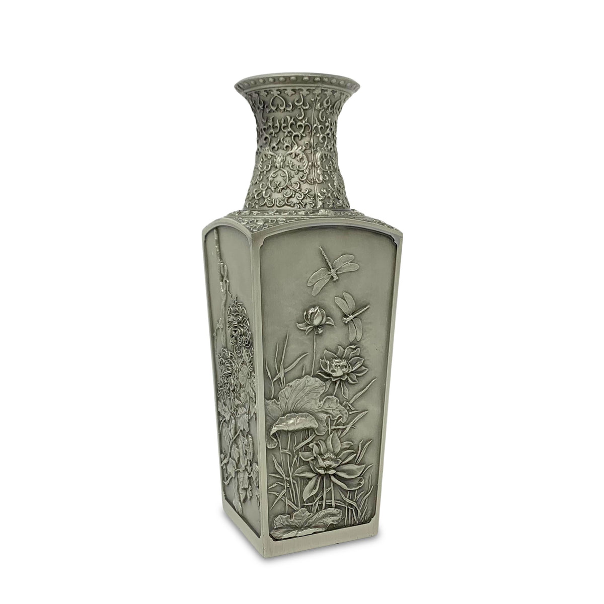 Selangor Pewter Chinoiserie 8" Four Seasons Vase