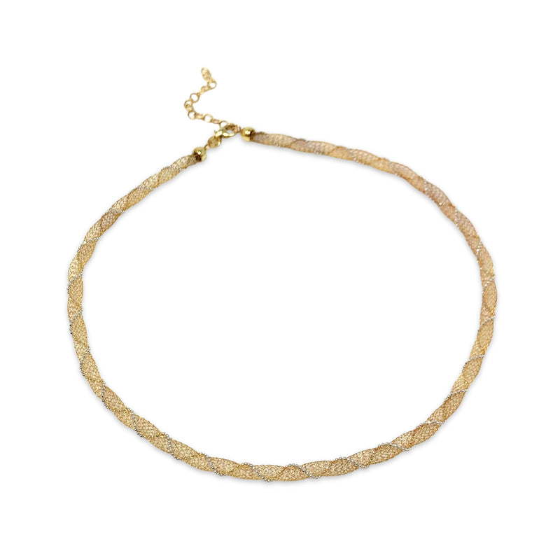 Milor Italian 14K 18” Two-Tone Mesh Tube Necklace