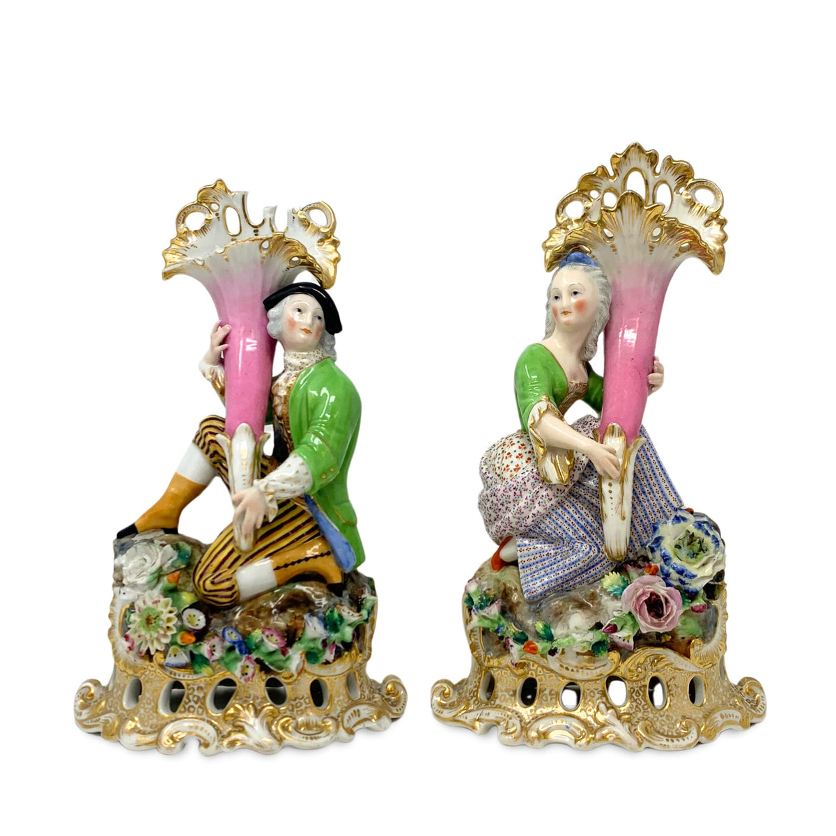 Jacob Petit 19th Century French Porcelain Figural Vases (Pair)