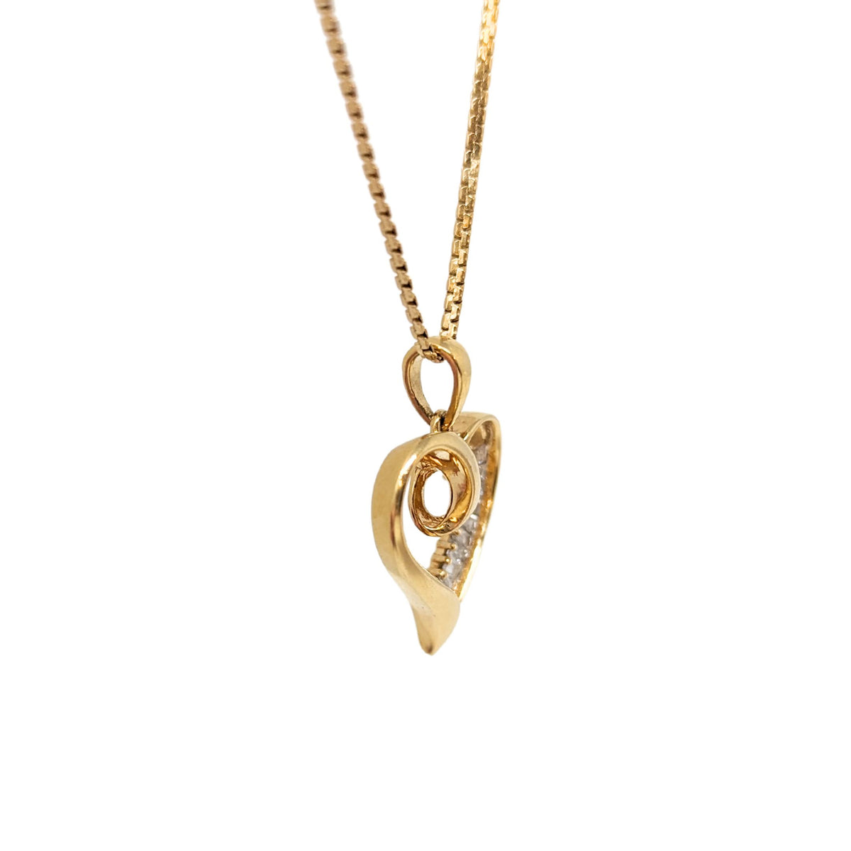 14K Gold & Diamond 20” Sliding Heart Necklace