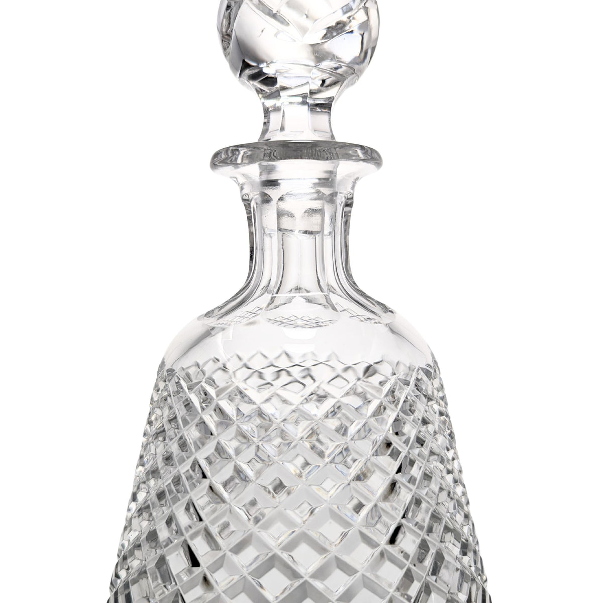 Vintage Cut Crystal Tapered Barrel Shaped Decanter