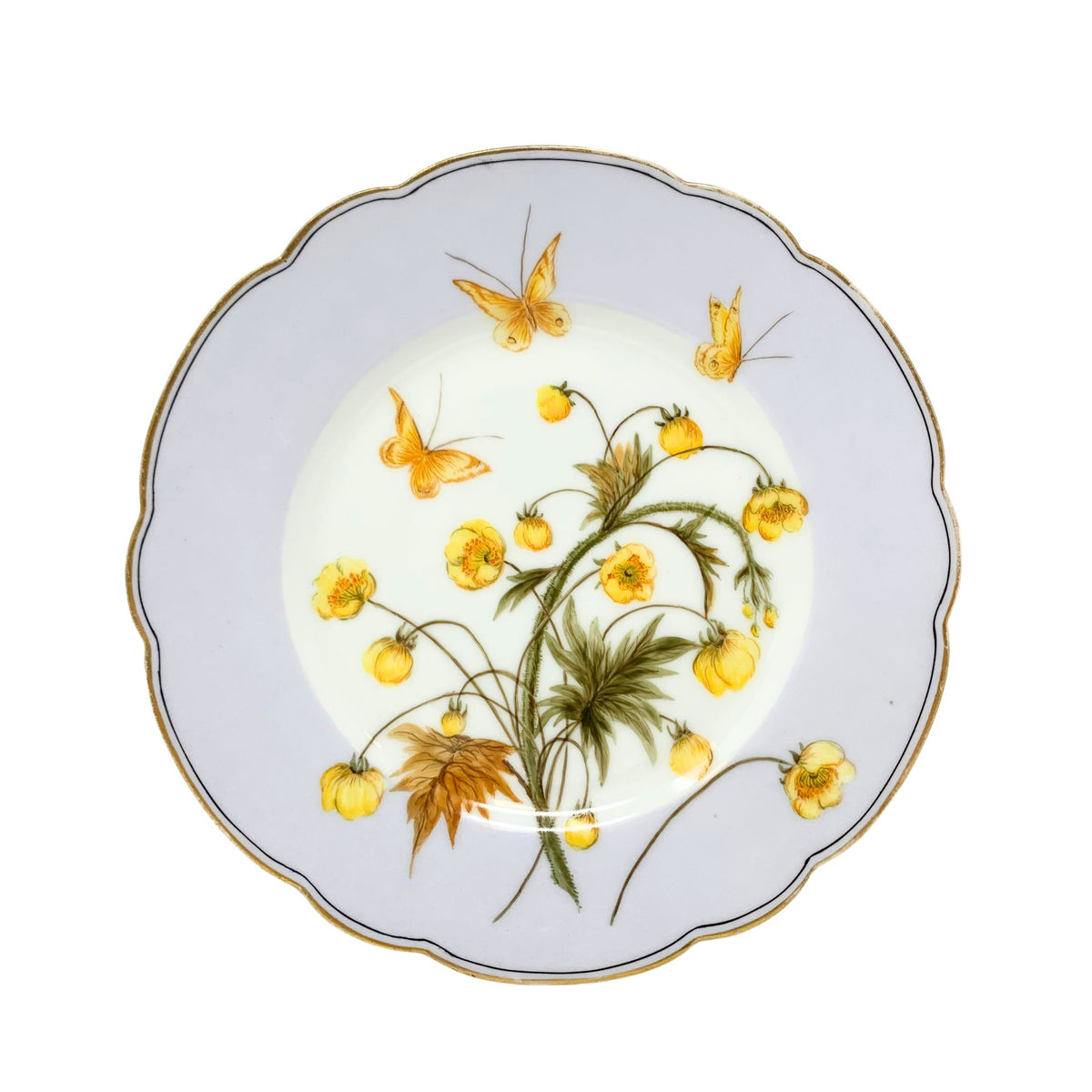 Hand Painted Haviland & Co. Wildflower & Butterfly Plates ca. 1870 (Set of 12)