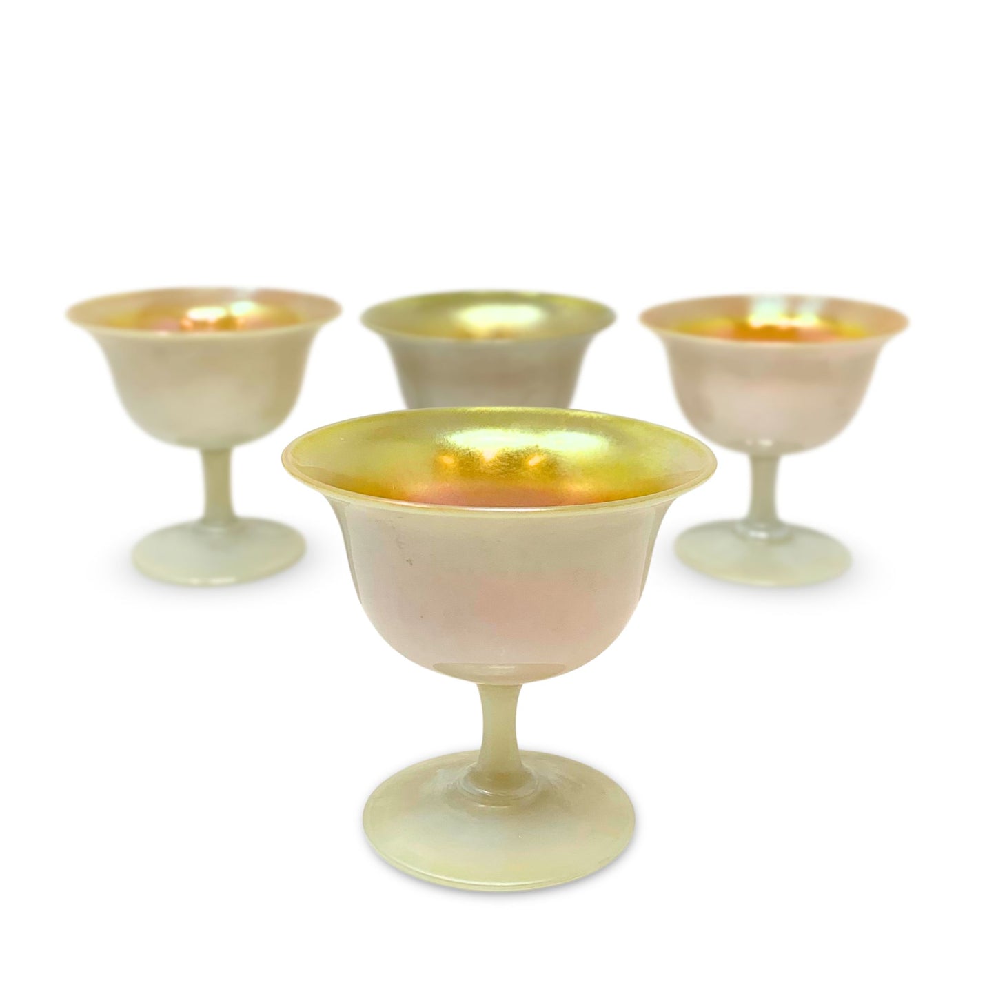 Steuben Glass Gold Aurene Calcite Sherbet Glasses (4)