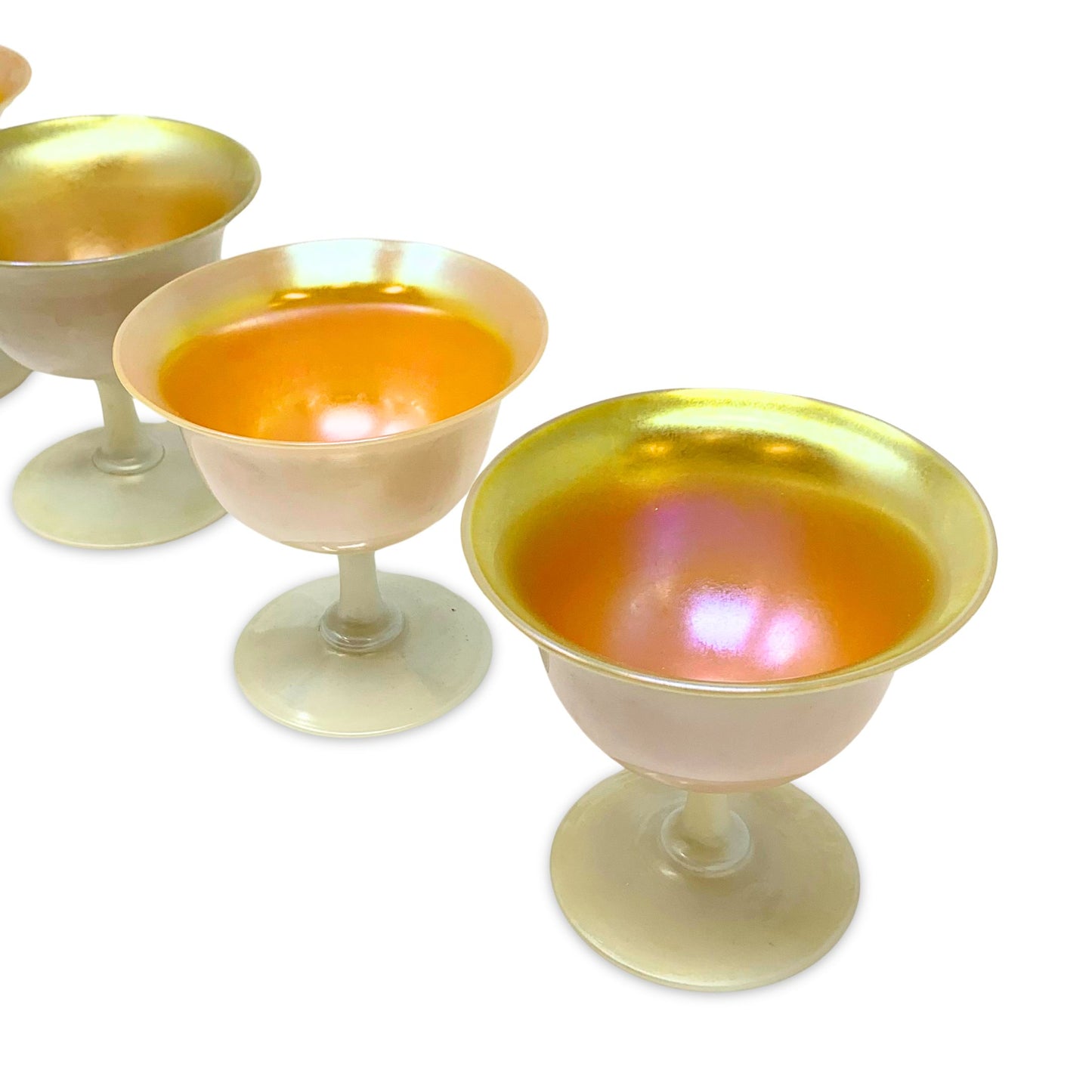 Steuben Glass Gold Aurene Calcite Sherbet Glasses (4)