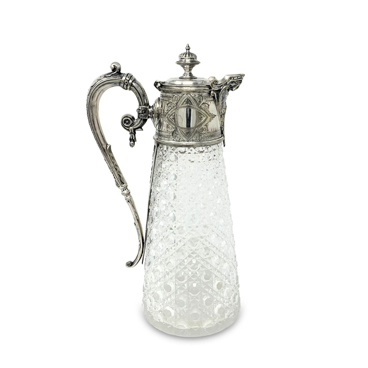 19th Century Cut Crystal & Silverplate Claret Wine Jug