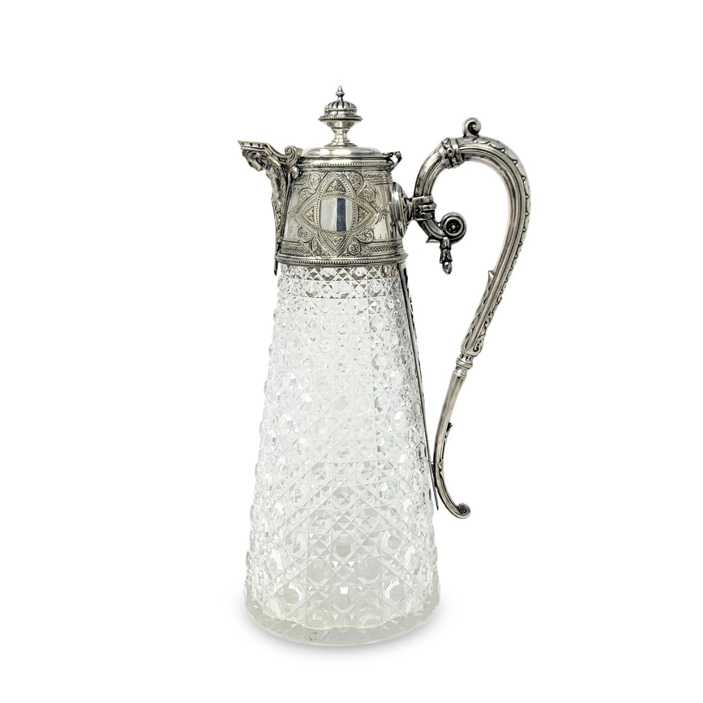 19th Century Cut Crystal & Silverplate Claret Wine Jug