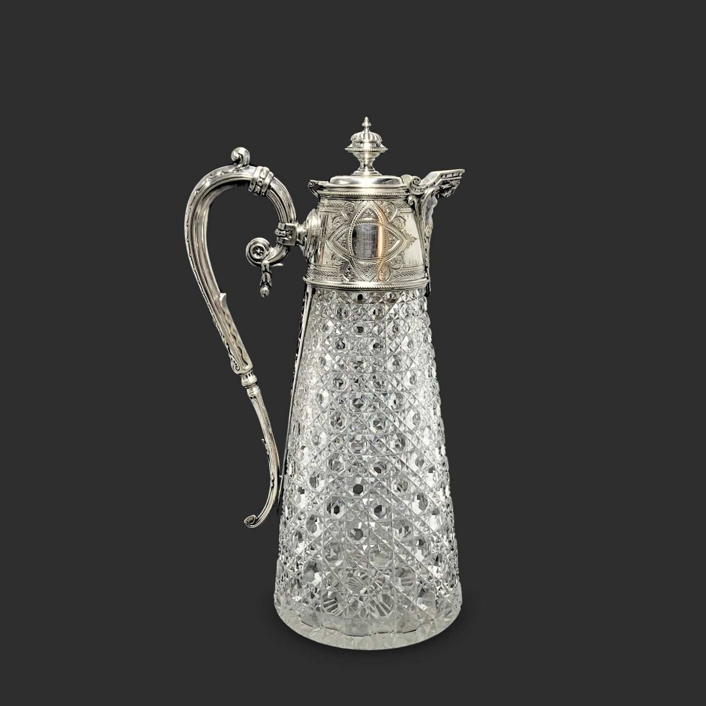 19th Century Cut Crystal & Silverplate Claret Wine Jug