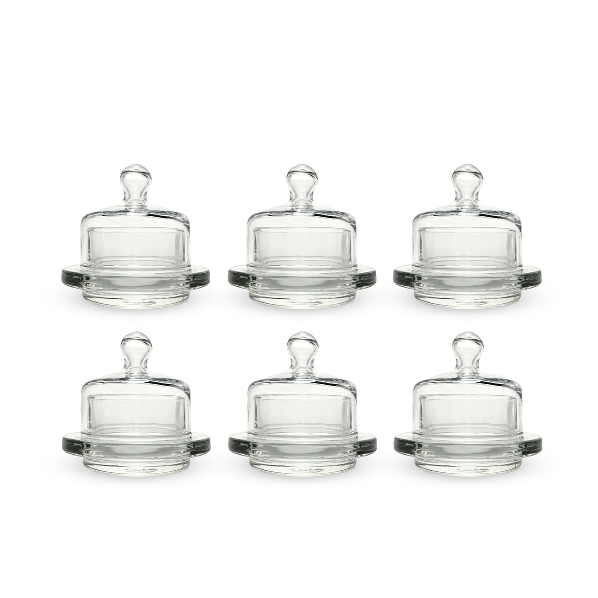 Individual Domed Glass Butter Dishes (6)