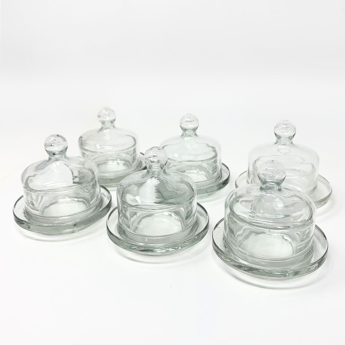 Individual Domed Glass Butter Dishes (6)