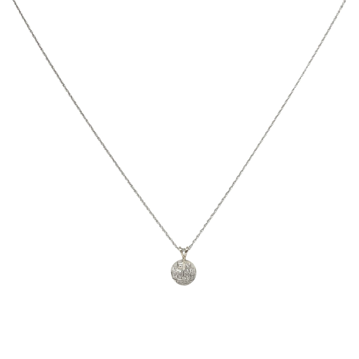 14K White Gold Diamond Ball 16" Necklace