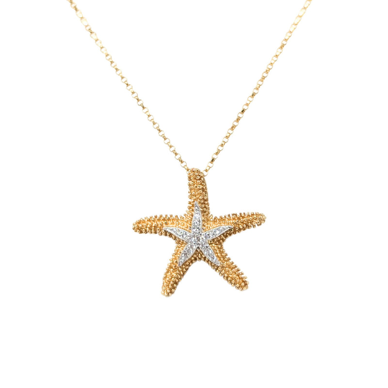 Denny Wong 14K Gold Starfish Diamond Pendant W/ 18K Chain