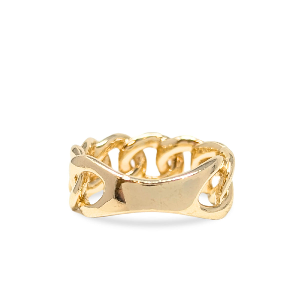 14K Gold & Diamond Link Ring - Size 6