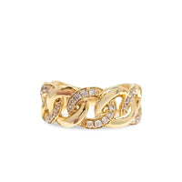 14K Gold & Diamond Link Ring - Size 6