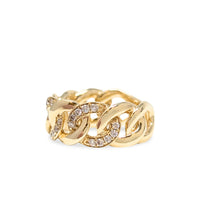 14K Gold & Diamond Link Ring - Size 6