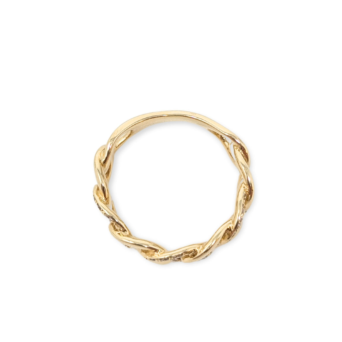 14K Gold & Diamond Link Ring - Size 6