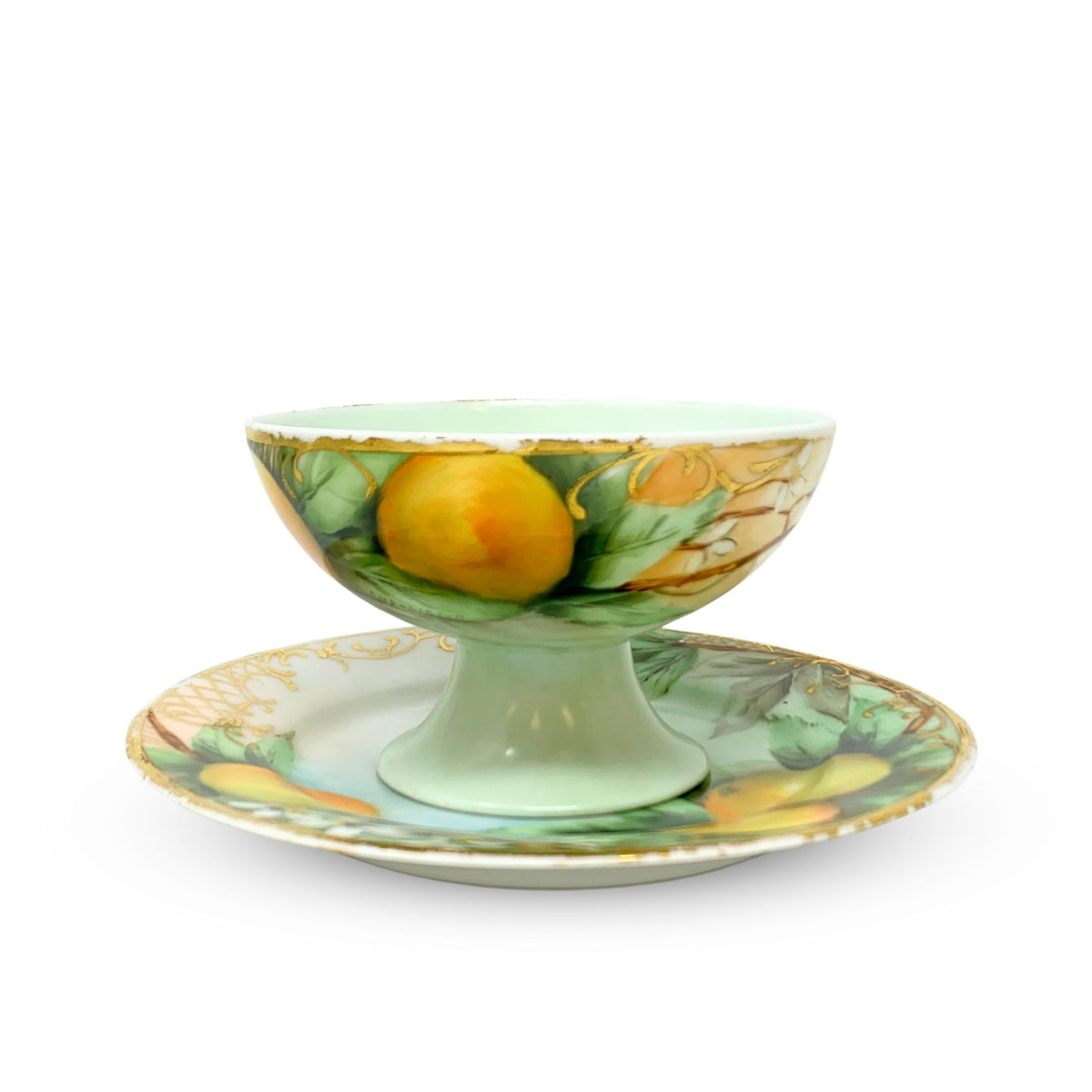 Limoges France Set of 6 Lemon Sorbet Bowls/Saucers (12pcs)