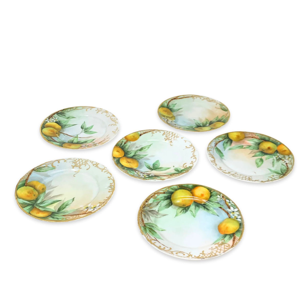 Limoges France Set of 6 Lemon Sorbet Bowls/Saucers (12pcs)