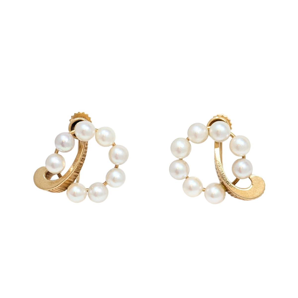 14K Gold Pearl Screw-Back Earrings