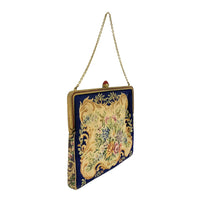 European Petit Point Evening Bag w/Enameled Metal Frame & Stone Clasp