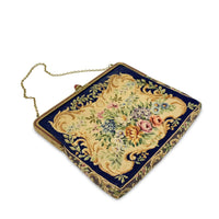 European Petit Point Evening Bag w/Enameled Metal Frame & Stone Clasp