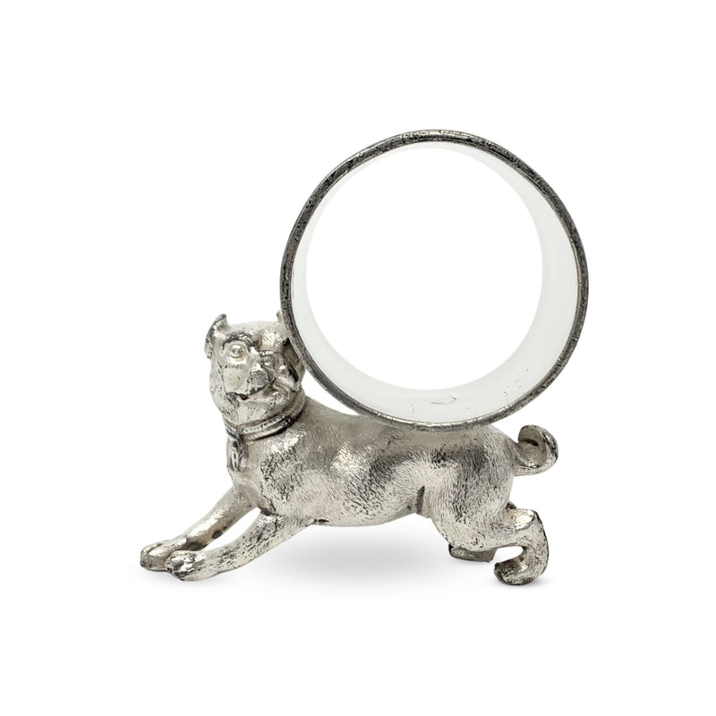 Meriden Brittania Company Silverplate Bulldog Napkin Ring