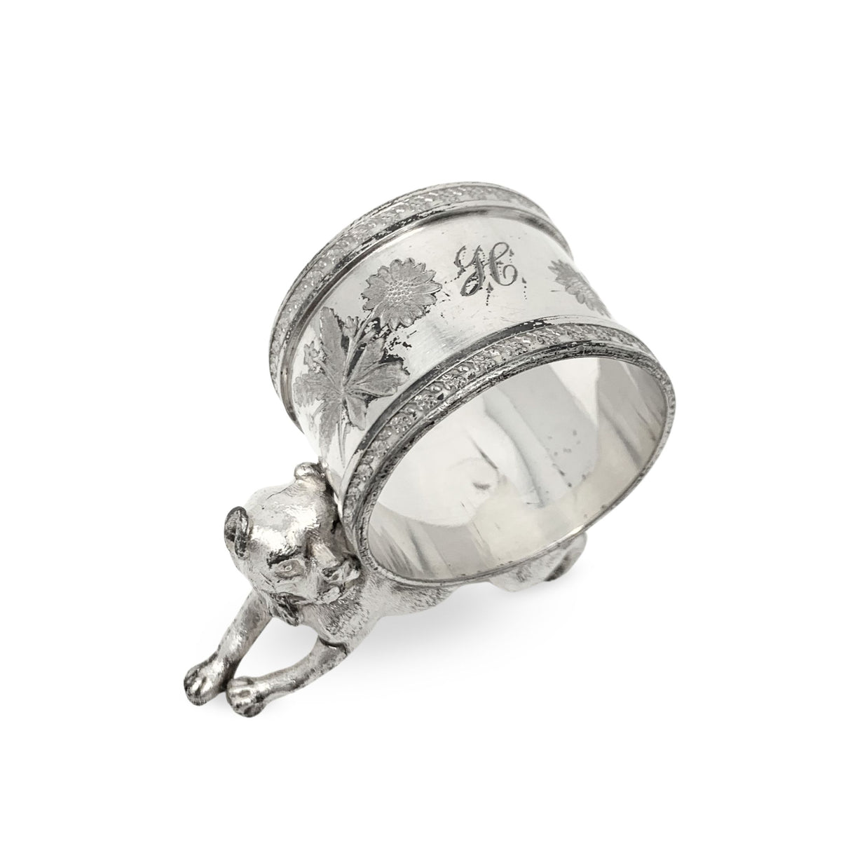 Meriden Brittania Company Silverplate Bulldog Napkin Ring