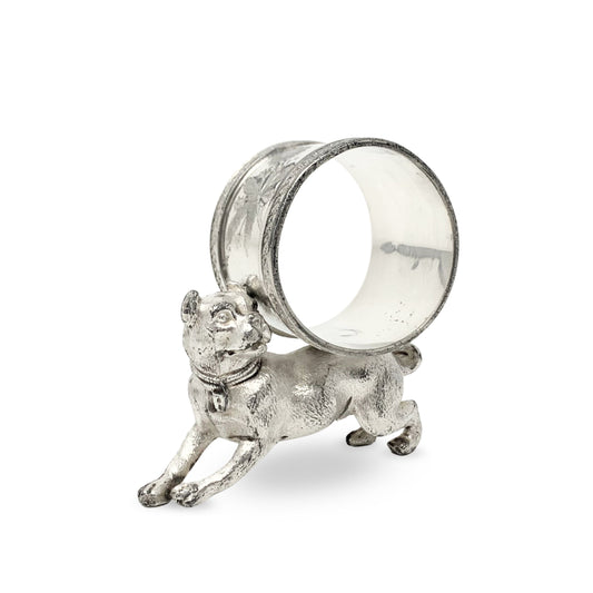 Meriden Brittania Company Silverplate Bulldog Napkin Ring