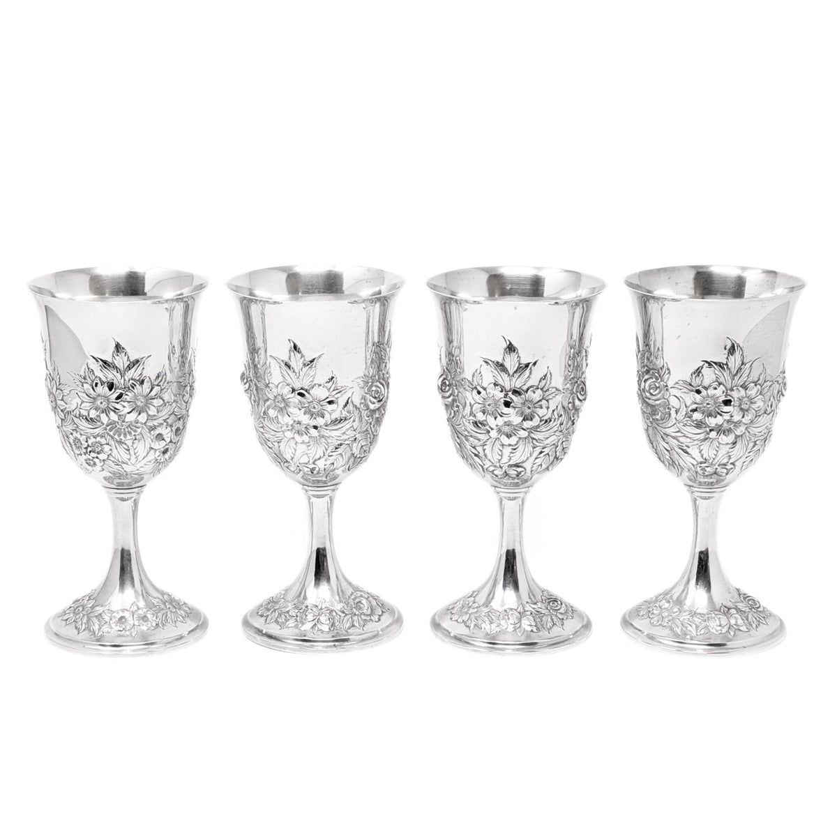 S. Kirk & Son "Repousse" Sterling Silver Water Goblets (4)