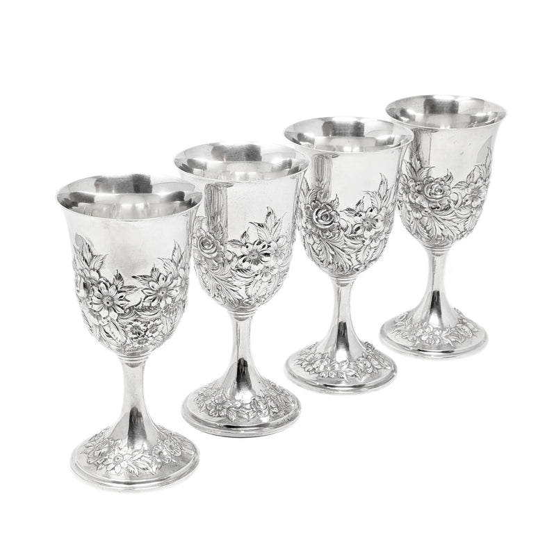 S. Kirk & Son "Repousse" Sterling Silver Water Goblets (4)