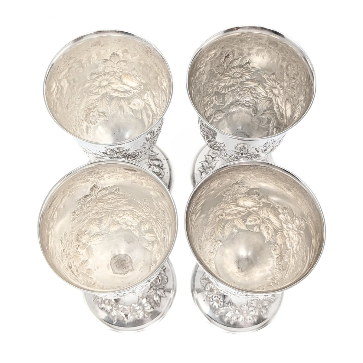 S. Kirk & Son "Repousse" Sterling Silver Water Goblets (4)