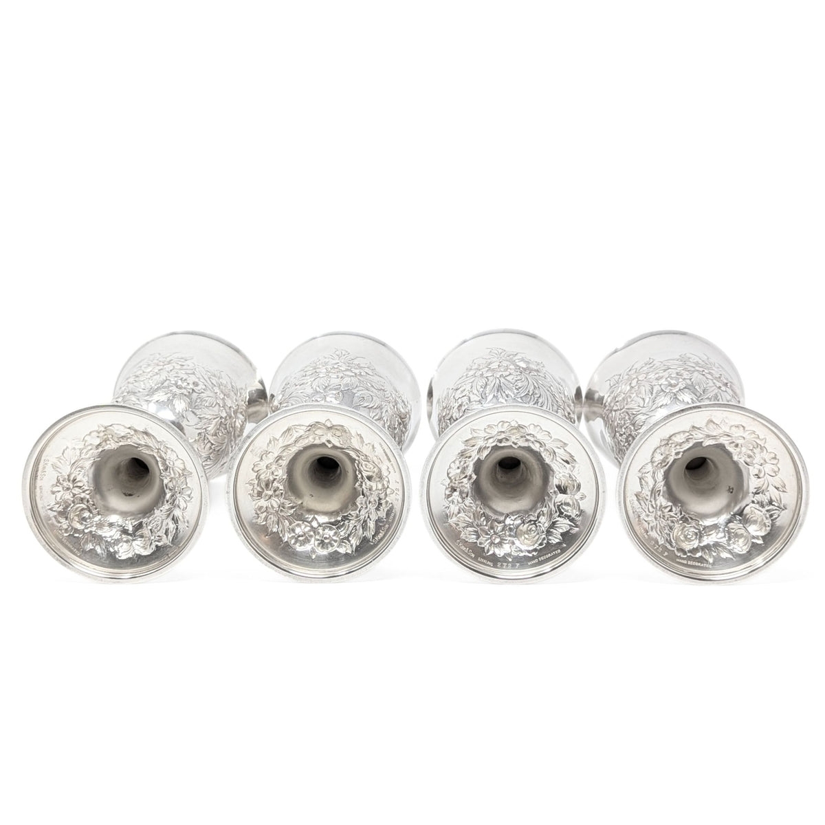 S. Kirk & Son "Repousse" Sterling Silver Water Goblets (4)
