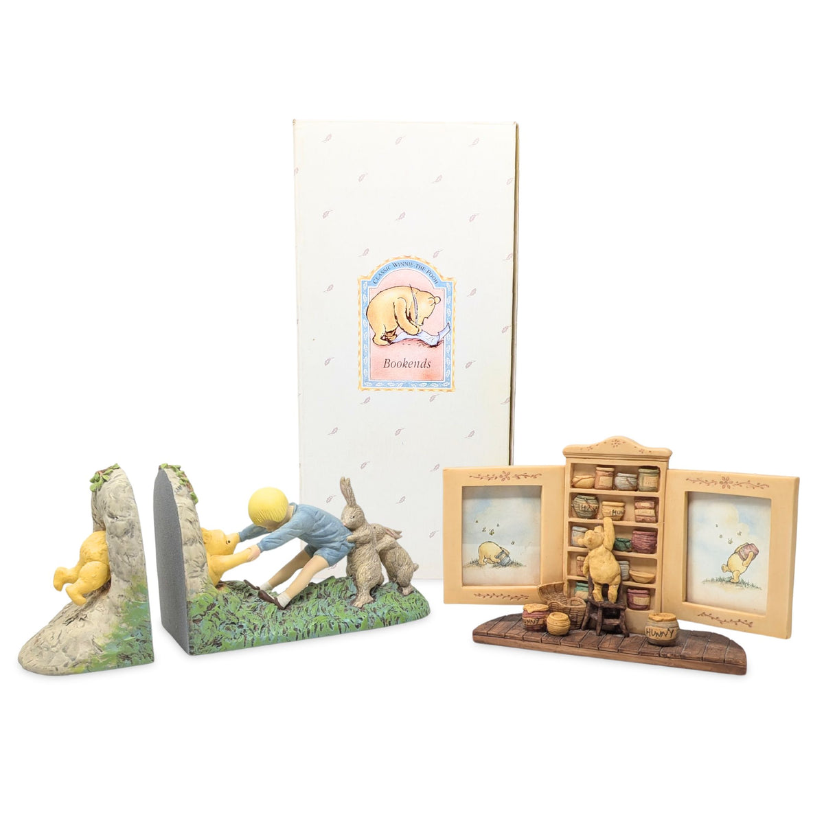 Charpénte 1990's Disney Winnie The Pooh Picture Frame & Bookend Set