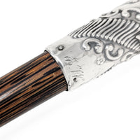 Natural Antler, Sterling, & Exotic Wood 38" Antique Walking Stick