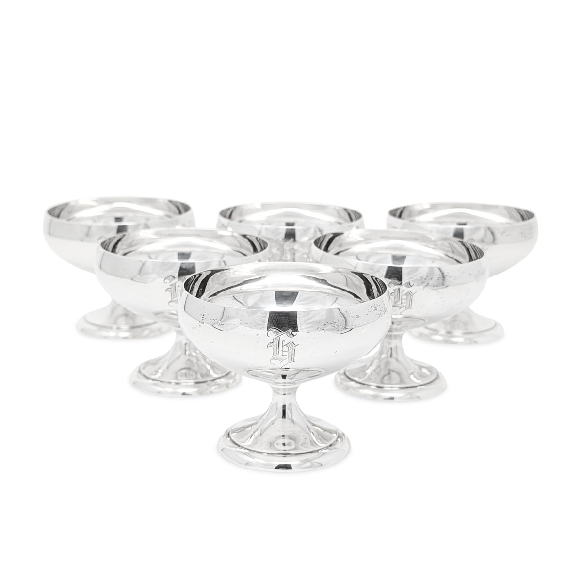 Wallace Sterling Silver "G" Monogram Champagne/Sherbets (6)