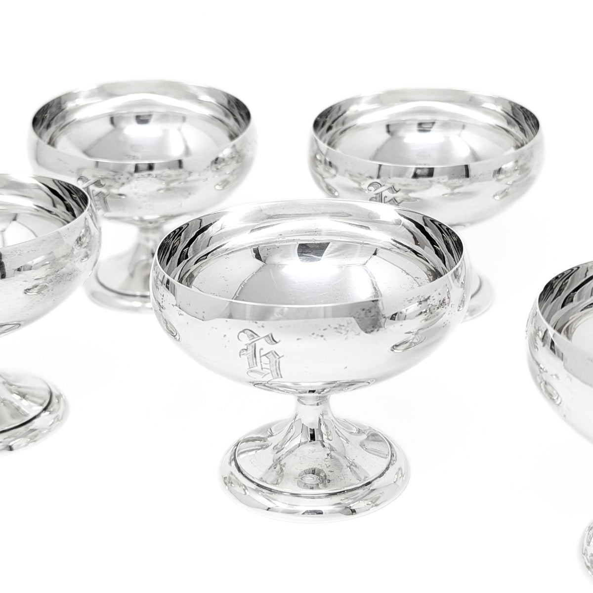 Wallace Sterling Silver "G" Monogram Champagne/Sherbets (6)