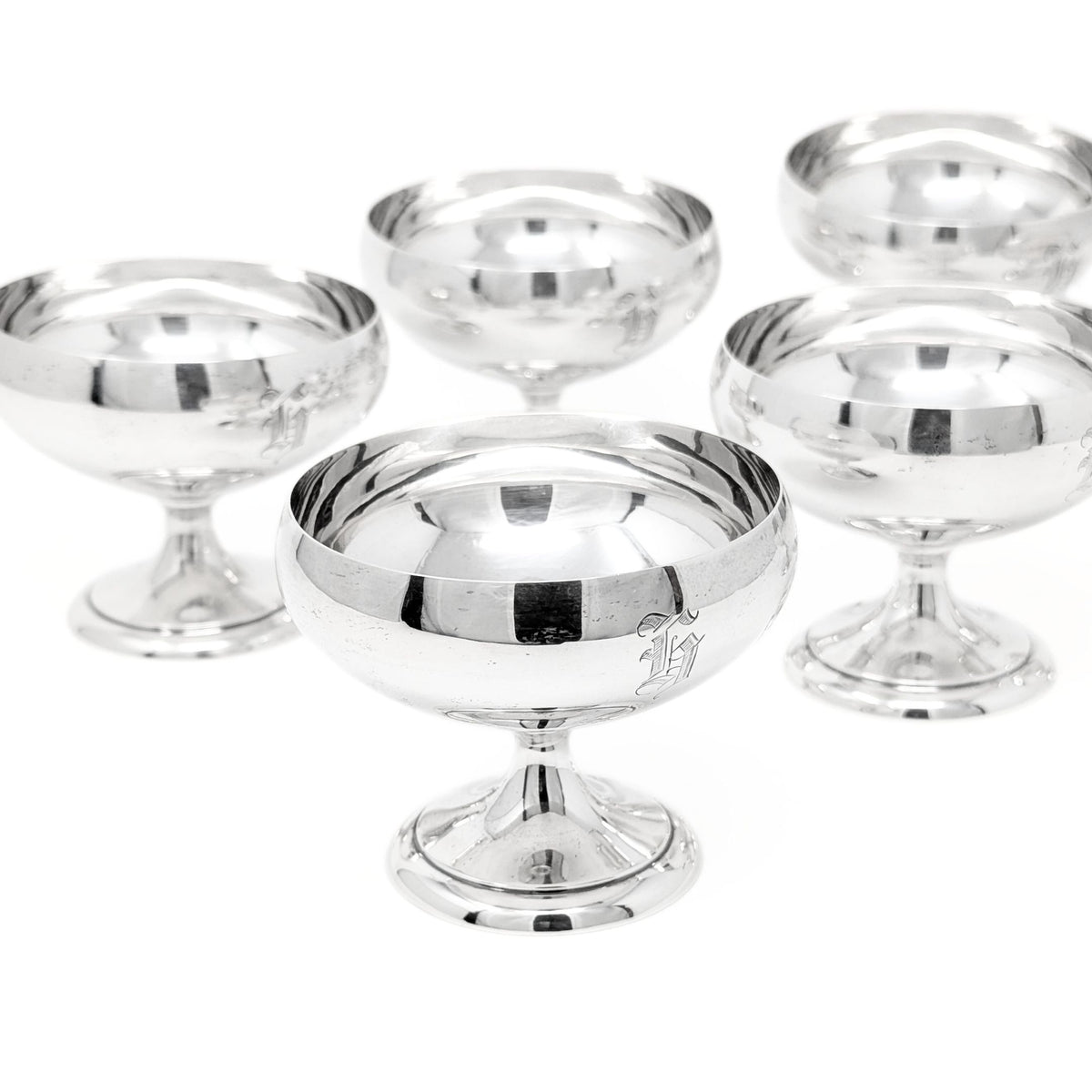 Wallace Sterling Silver "G" Monogram Champagne/Sherbets (6)