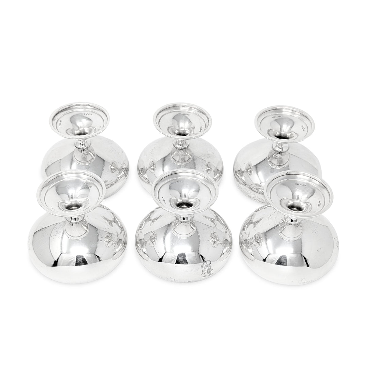 Wallace Sterling Silver "G" Monogram Champagne/Sherbets (6)