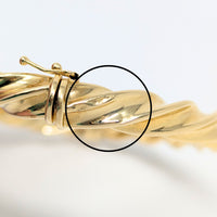 Milor Italian 18K Gold 7.5mm Twist Hinged 7.25” Bangle Bracelet