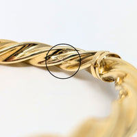 Milor Italian 18K Gold 7.5mm Twist Hinged 7.25” Bangle Bracelet
