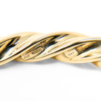 Milor Italian 18K Gold 7.5mm Twist Hinged 7” Bangle Bracelet