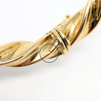 Milor Italian 18K Gold 7.5mm Twist Hinged 7” Bangle Bracelet